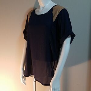 Ovi Blue Leopard Print Blouse (Medium)